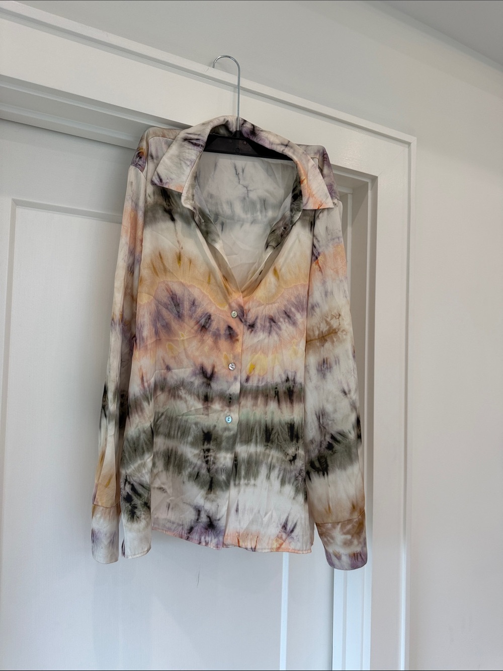 Zara Multi-Color Tie-Dye Button-Down Shirt